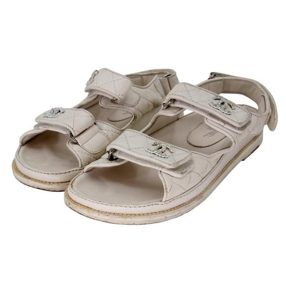 Chanel Dad Flats 38 Leather Lambskin Quilted Sandals CC-0219N-0033 - Picture 4 of 11